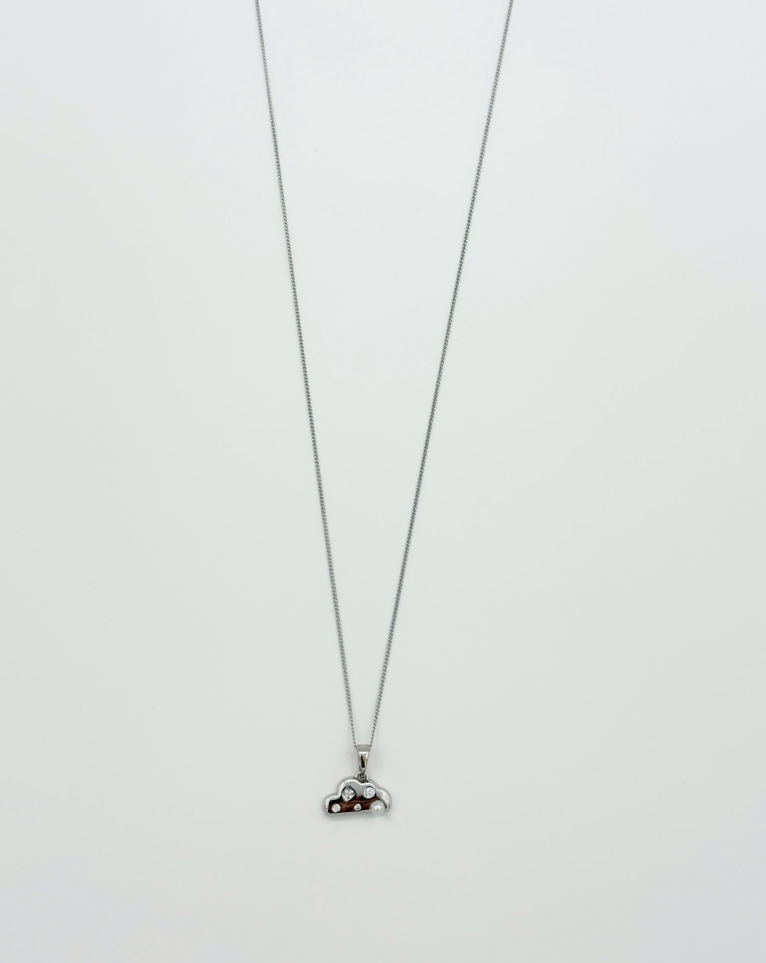 White Gold Plated Bulut Kolye