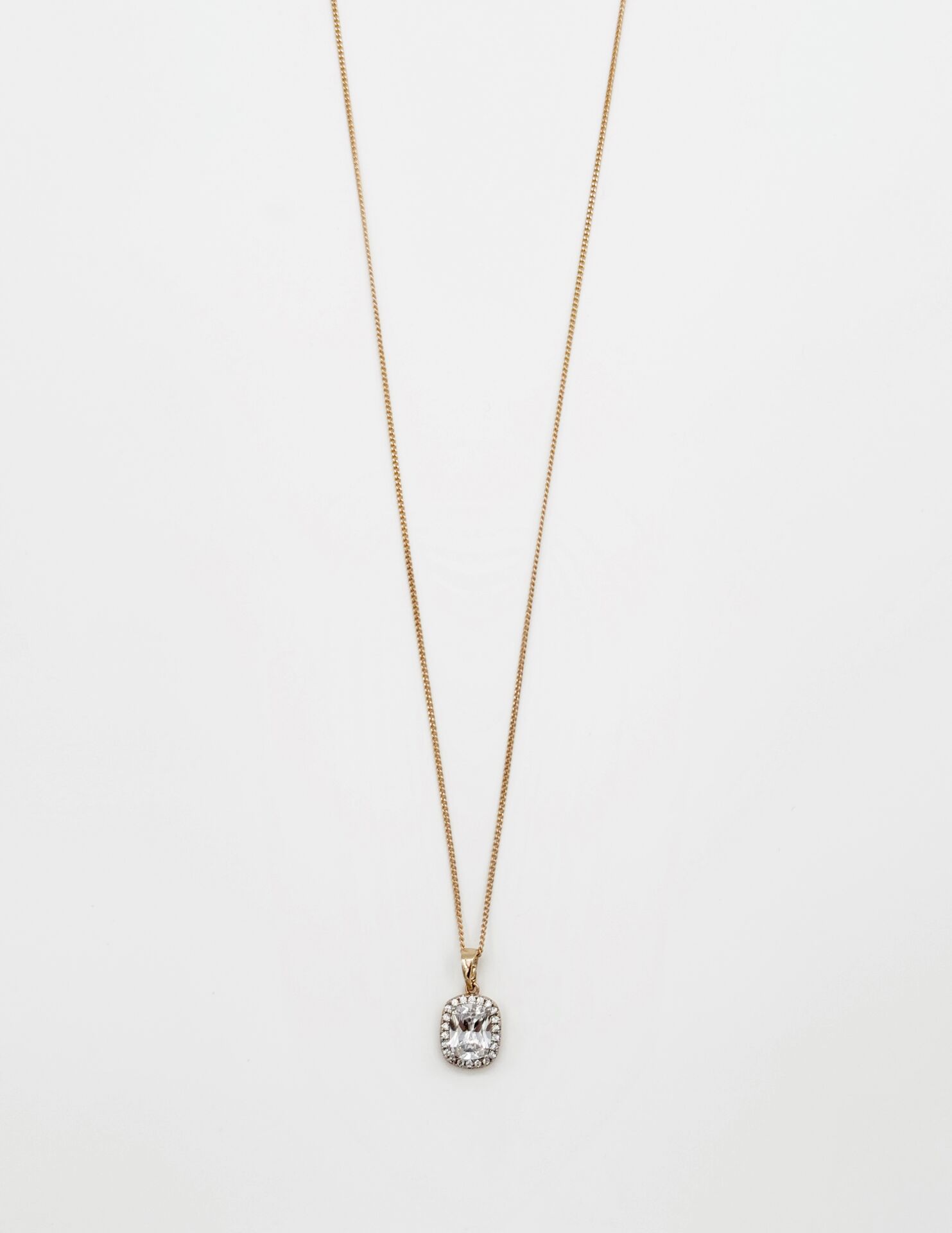 18K Rose Gold Plated Baget Prılanta Kolye