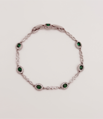 White Gold Plated The Grace Of Green Bileklik