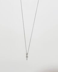 White Gold Plated Mini Simple Cross Kolye