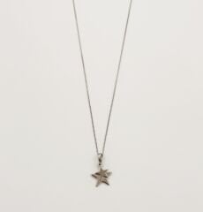 White Gold Plated Double Star Kolye