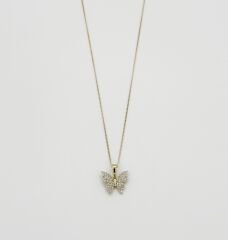 14K Gold Plated Pointed Butterfly Kolye