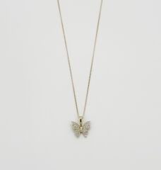 14K Gold Plated Pointed Butterfly Kolye