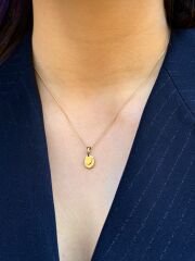 18K Rose Gold Mini Pul Kolye