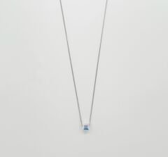 White Gold Plated Hologram Küp Kolye