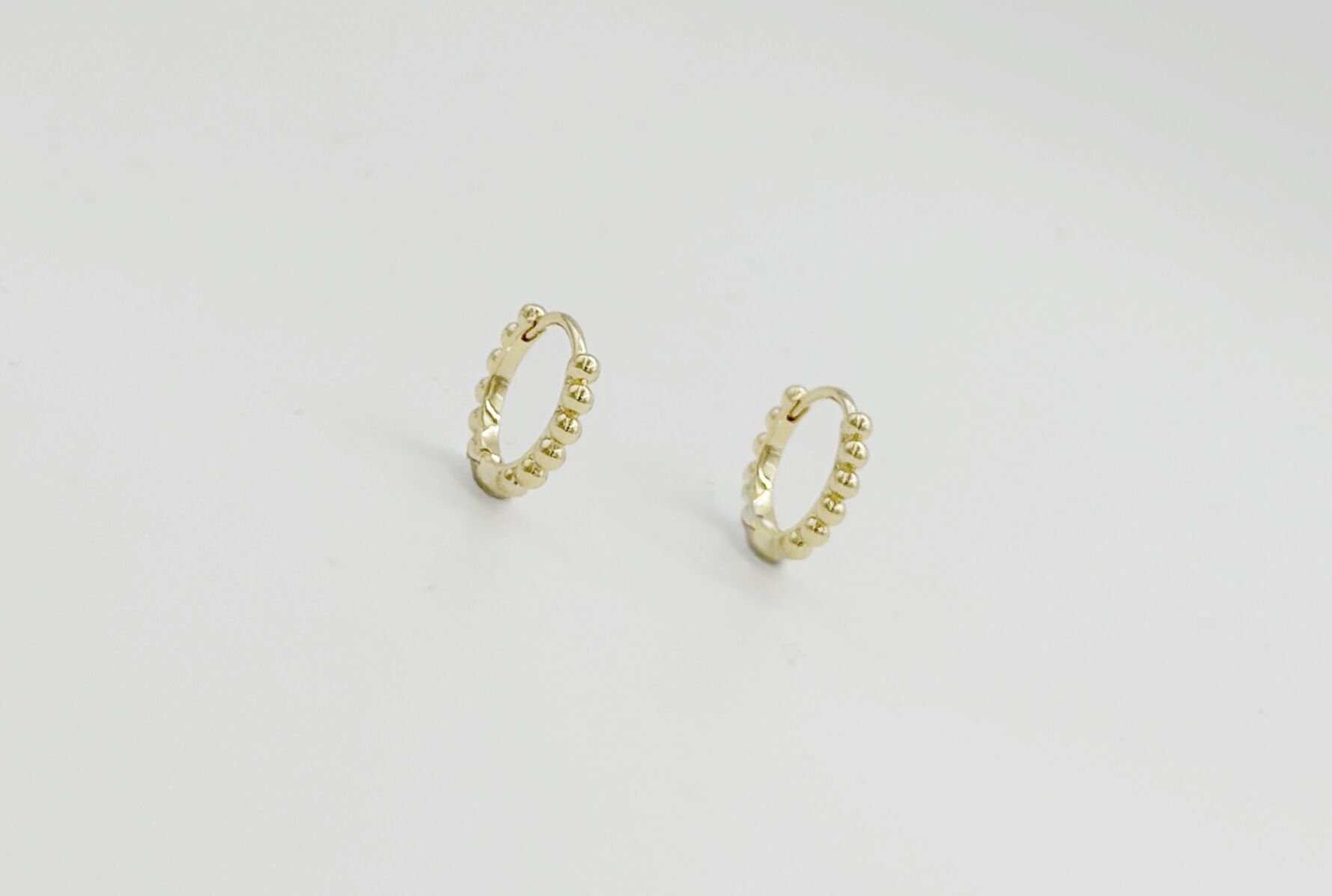 14K Gold Plated Mini Pıt Hoop Küpe