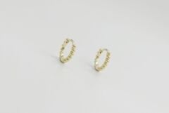 14K Gold Plated Mini Pıt Hoop Küpe