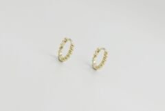 14K Gold Plated Mini Pıt Hoop Küpe