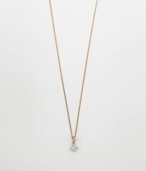 18K Rose Gold Plated Kare Tek Taş Kolye