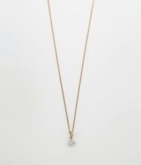 18K Rose Gold Plated Kare Tek Taş Kolye