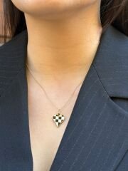 14K Gold Plated Checkered Love Kolye
