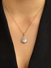 18K Rose Gold Plated Beyaz Sultan Damla Kolye