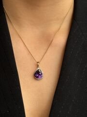 18K Rose Gold Plated Mor Sultan Damla Kolye