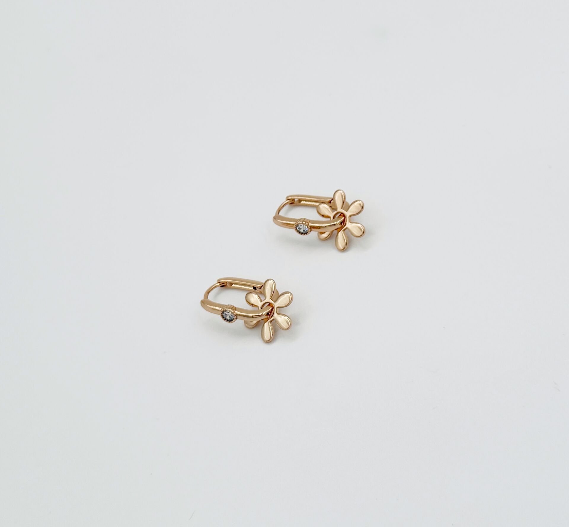 18K Rose Gold Plated Floare Drop Küpe