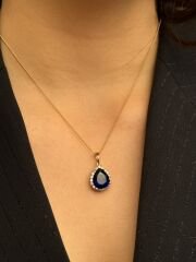 18K Rose Gold Plated Safir Sultan Damla Kolye