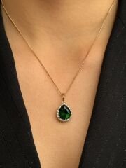 18K Rose Gold Plated Zümrüt Sultan Damla Kolye