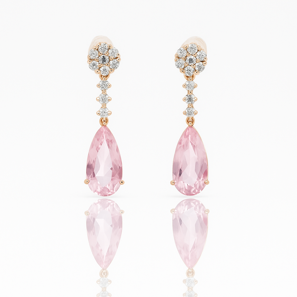 18K Rose Gold Plated Fiore Rosa Drop Küpe