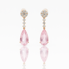 18K Rose Gold Plated Fiore Rosa Drop Küpe