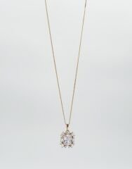 18K Rose Gold Plated Beyaz Sultan Baget Kolye