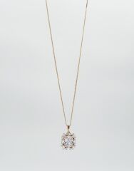 18K Rose Gold Plated Beyaz Sultan Baget Kolye
