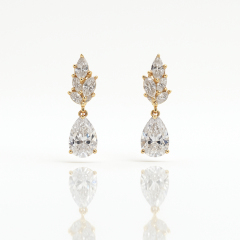 18K Rose Gold Plated Foglia Drop Küpe