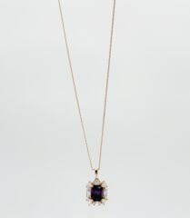 18K Rose Gold Plated Mor Sultan Baget Kolye