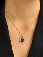 18K Rose Gold Plated Mor Sultan Baget Kolye