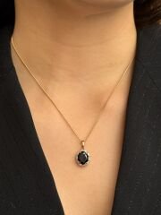 18K Rose Gold Plated Siyah Sultan Oval Kolye