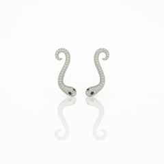 White Gold Plated Luxury Snake Drop Küpe