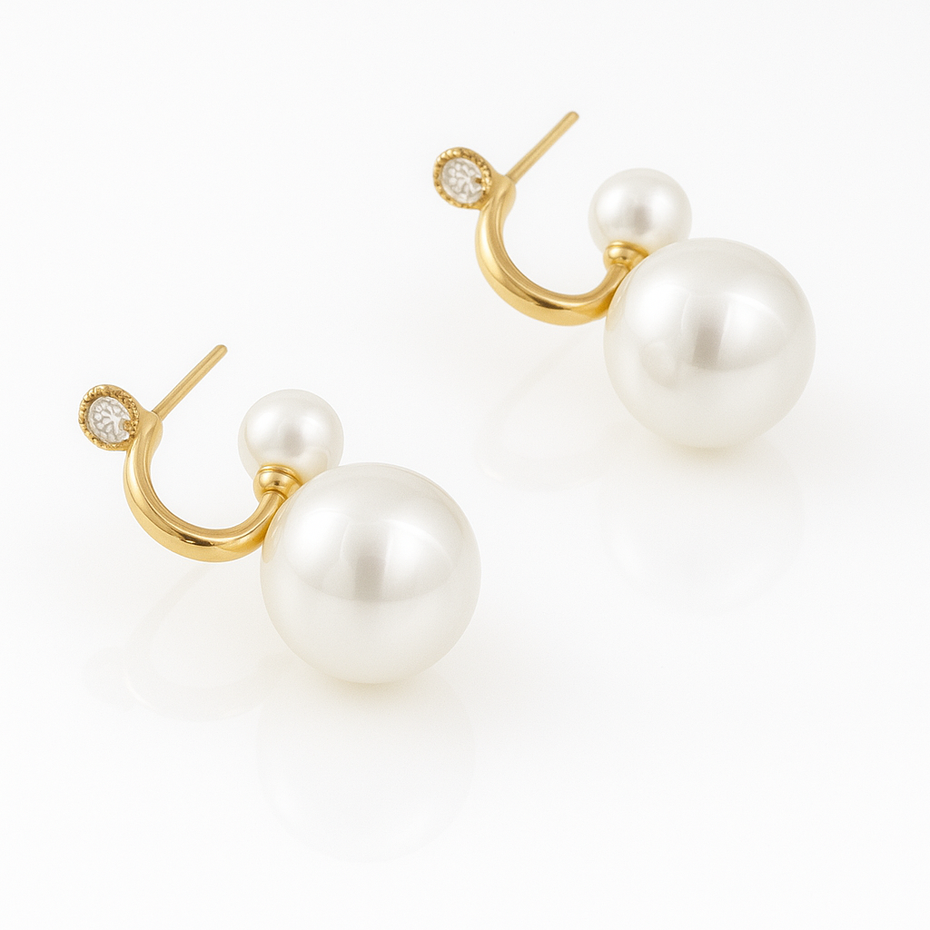 14K Gold Plated Bubble Pearl Drop Küpe