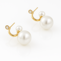 14K Gold Plated Bubble Pearl Drop Küpe
