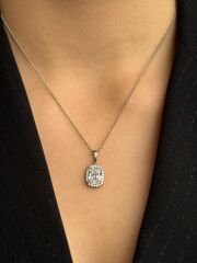 White Gold Plated Baget Kolye