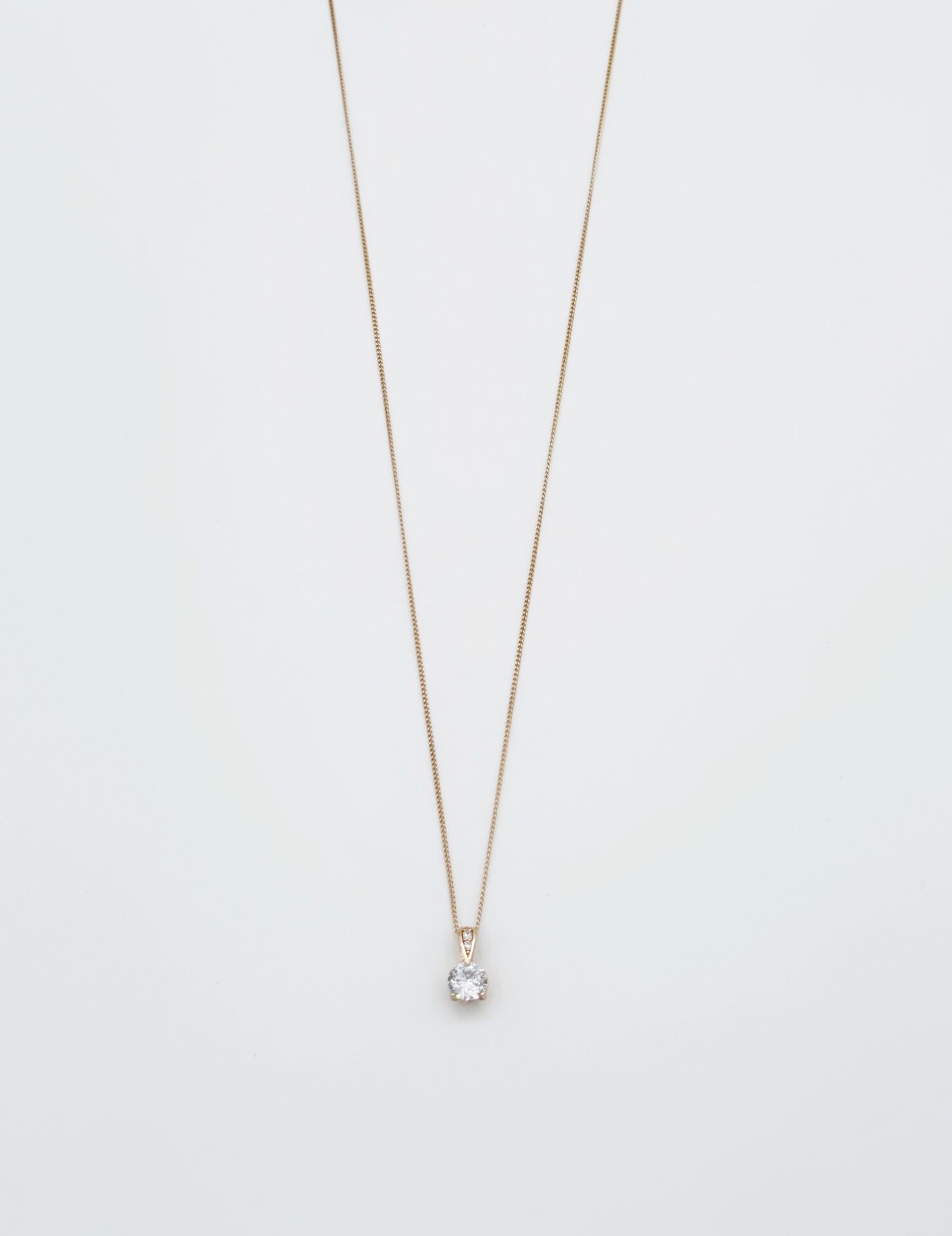 18K Rose Gold Plated Minimal Tek Taş Kolye