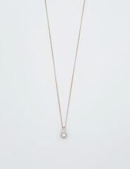 18K Rose Gold Plated Minimal Tek Taş Kolye