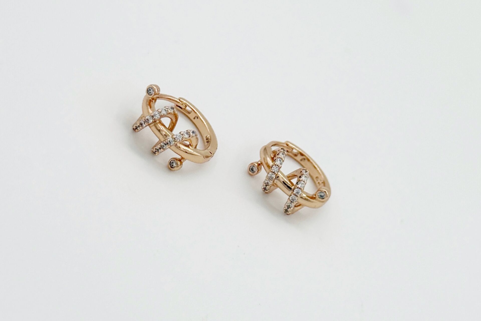 18K Rose Gold Plated Talismanic Hoop Küpe