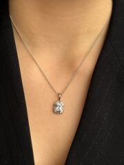 White Gold Plated Vintage Baget Kolye