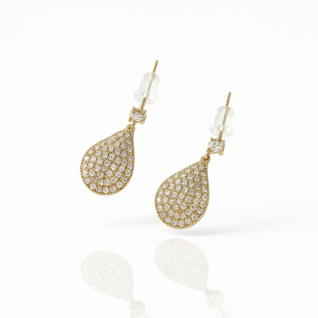 14K Gold Plated Shiny Baisse Stud Küpe