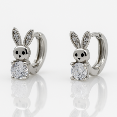 White Gold Plated Rabbit Hoop Küpe