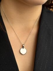 White Gold Plated Plaka Kolye