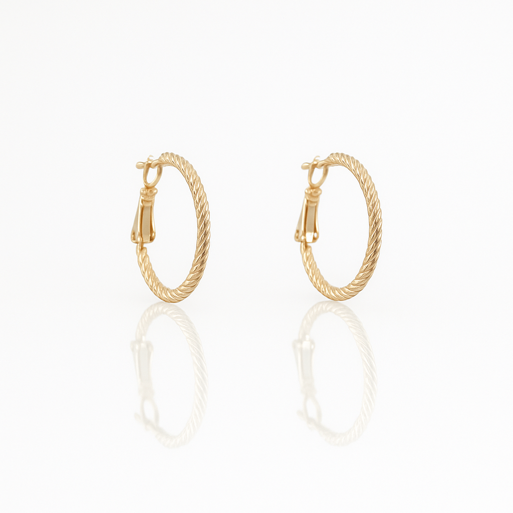 18K Rose Gold Plated Flare Italiane Hoop Küpe