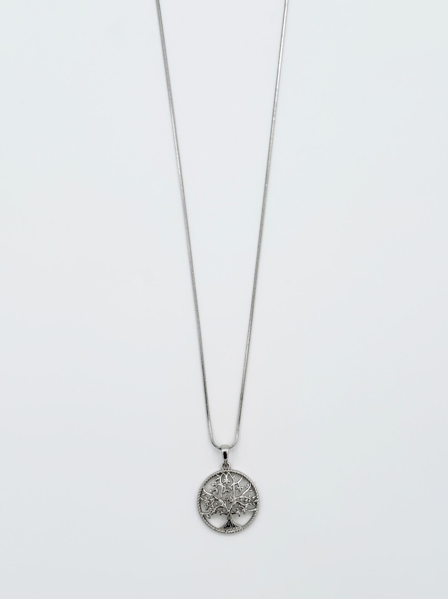 White Gold Plated Tree Of Life Kolye