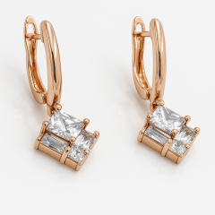 18K Rose Gold Plated Multi Stony Drop Küpe