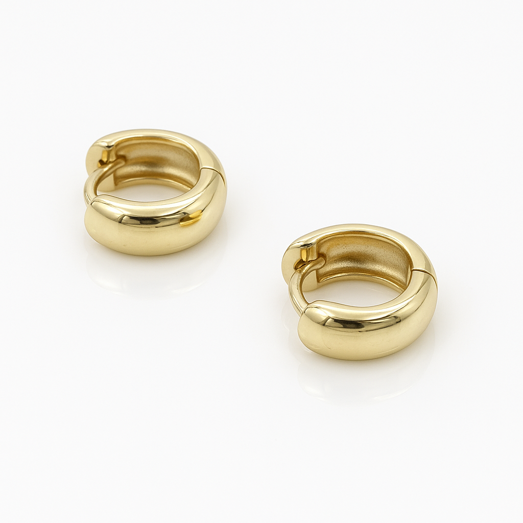 14K Gold Plated Thick Classic Hoop Küpe