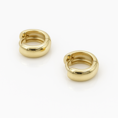 14K Gold Plated Thick Classic Hoop Küpe