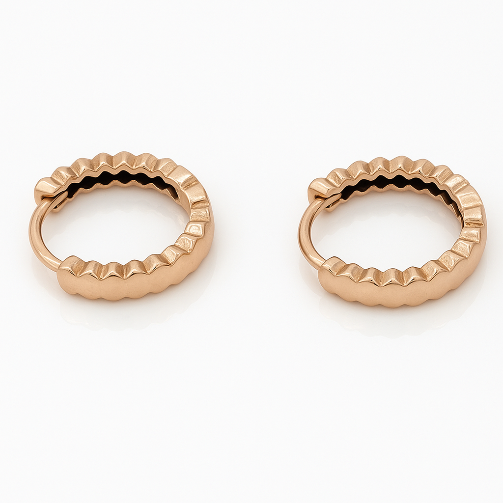 18K Rose Gold Plated Mini Zigzag Hoop Küpe