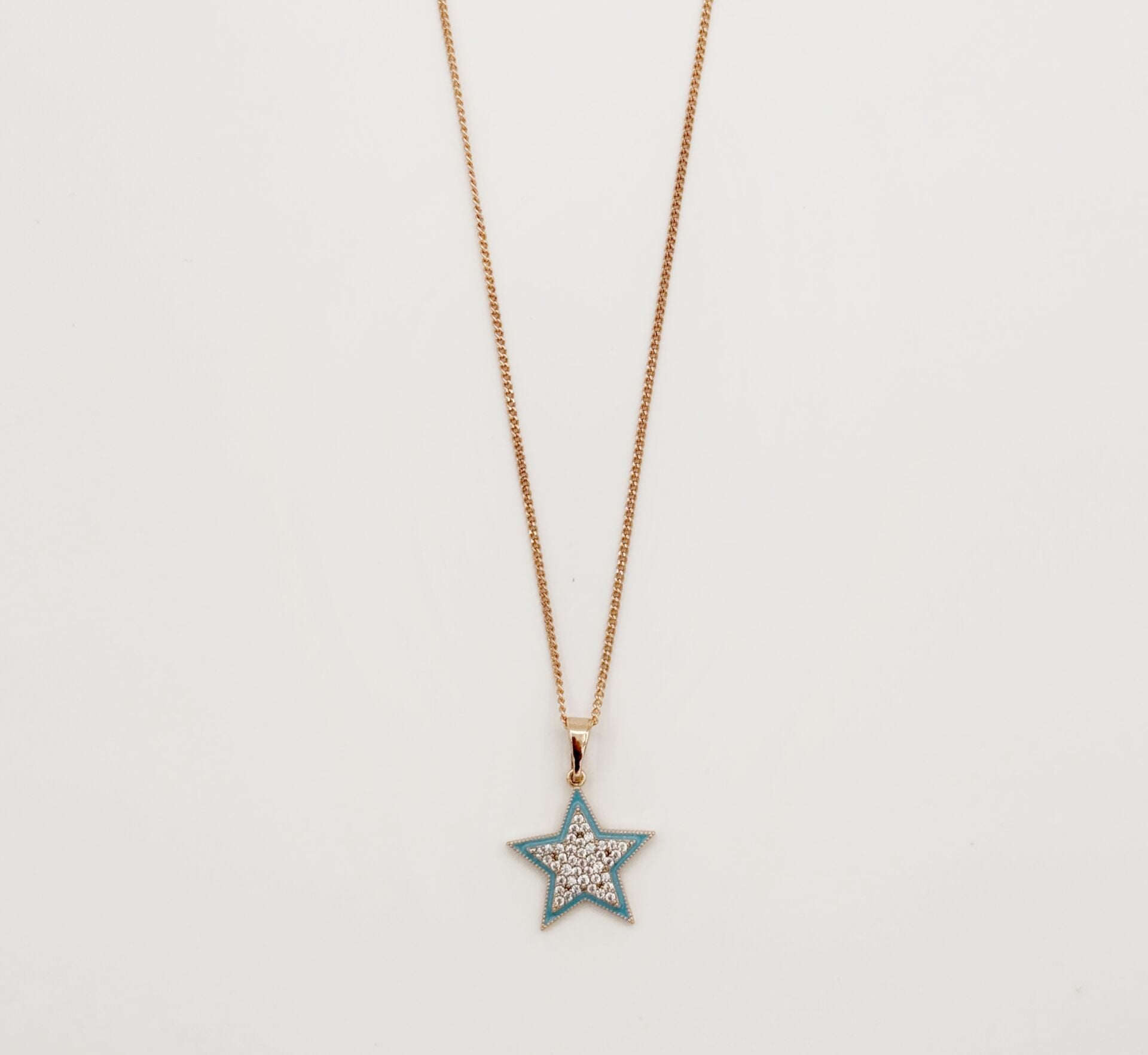 18K Rose Gold Plated Blue Star Kolye