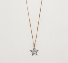 18K Rose Gold Plated Blue Star Kolye