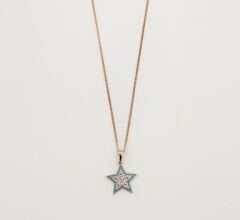 18K Rose Gold Plated Blue Star Kolye