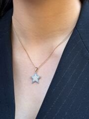 18K Rose Gold Plated Blue Star Kolye