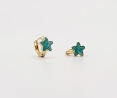 14K Gold Plated Tturquoise Star Kids Küpe